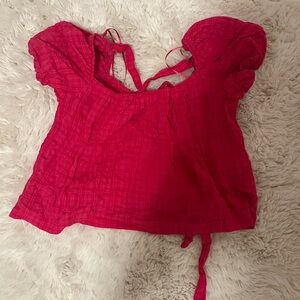 hot pink cropped blouse